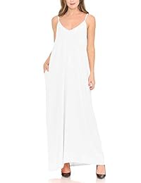 Style One - Vestido de verano para mujer con cuello en V y bolsillos