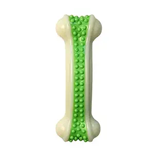 W9 Nylon Edible Durable Puppy Indestructible Molar Teeth Cleaning Stick for Chewers Dental Teething Chew Toy Tough Dog Bone Treat for Small Dog/Puppy (Large, Green)
