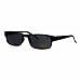SA106 All Black Narrow Rectangular Thin Plastic Mens Minimal Mod Sunglasses