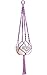 Mkono Colorful Macrame Plant Hanger Indoor Outdoor Hanging Planter Basket Cotton Rope 4 Legs 40 Inch-Purple
