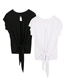 icyZone Sexy Yoga Tops Workout Clothes Racerback Tank Top for Sport Women (M, Black/White2)