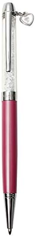 Kawaii Crystal Ballpoint Pens Metal Black Ink Rhinestone Heart Hanging for Gift or Office Supplies (pink)