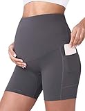 POSHDIVAH Women's Maternity Yoga Shorts Over The