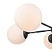 Light Society Grammercy 5-Light Chandelier Pendant, Black with Frost White Glass Globes, Classic Mid Century Modern Lighting Fixture (LS-C228-BK-WH)