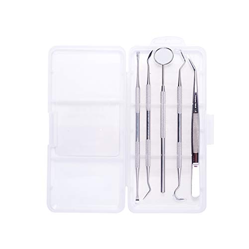 Easyinsmile Dental Inspection Tool Kit Oral Mirror Probe Tweezers Tooth Pick Set Kit Teeth Tartar Remover Clean Hygiene Tools (5 Pcs/Kit) - Thumbnail 7