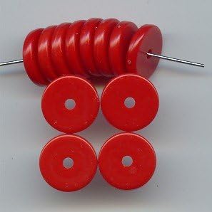 RED 3X14MM DISC SPACER BEADS - Lot of 12