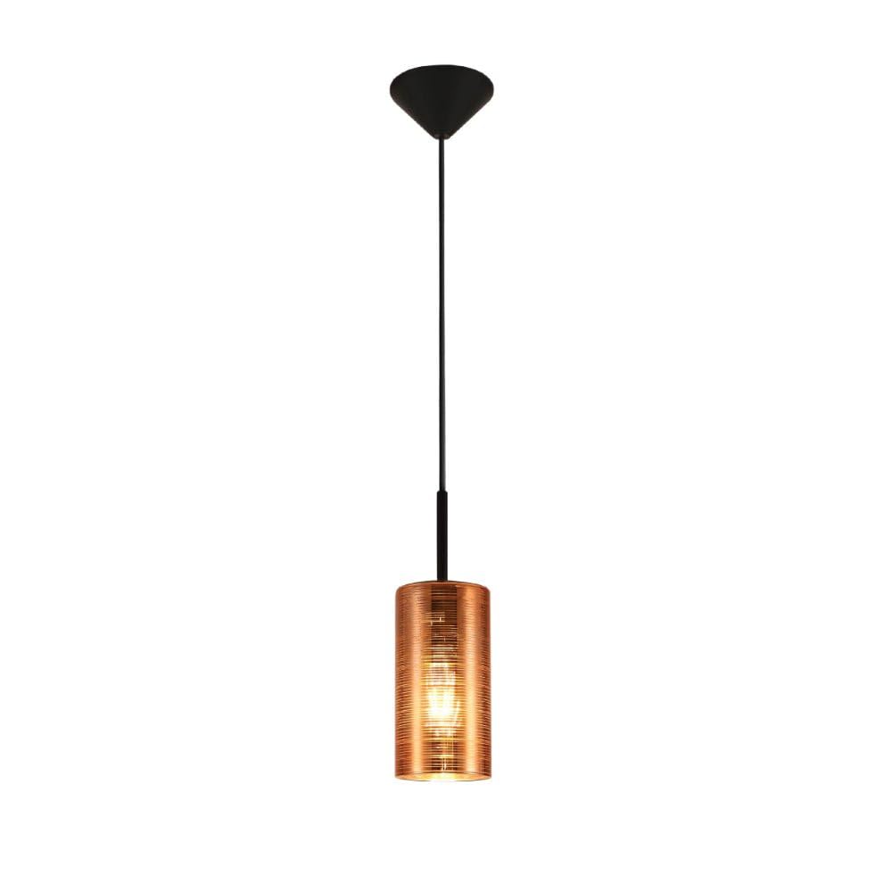 TEKLED Jupiter Cylinder Glass Shade Ceiling Light | E27 Edison Bulb Base | Home&Industrial Modern Design Pendant Light | Bar Kitchen Dining Room Coffee Shop Restaurant |Copper (Bulb not Included)
