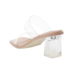 vivianly Womens Clear Heels Sandals Chunky Heel