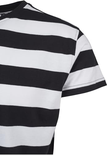 Herren Block Stripe Tee T-Shirt, Blk/Wht, Medium (Herstellergröße: M)