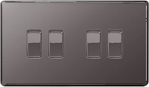 3 x Nexus Black Nickel Screwless Light Switch 4G