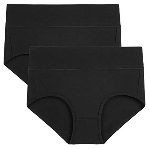image for wirarpa Women's 2 Pack Cotton Underwear High Waisted Full Coverage Bri