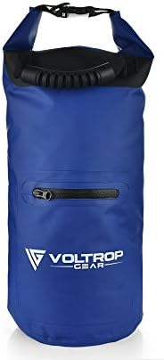 VOLTROP GEAR Waterproof Dry Bag - Float Tube Backpack Carryall for Kayaking, Rafting, Camping, Boating - Zippered Front Pocket, Top and Front Carry Handles with Shoulder Sling (BLUE, 10L)