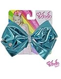 JoJo Siwa Signature Collection Hair Bow Ribbon with Rhinestone Keeper Metallic Mint With Sticker Patch Set Included