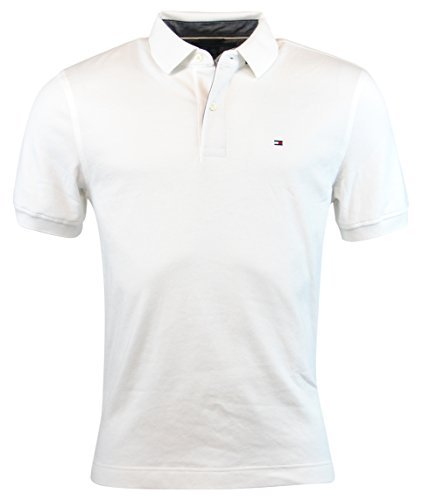 Tommy Hilfiger Mens Classic Fit Knit Cotton Polo Shirt - XL - White