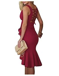 Adogirl Vestido sexy de verano para mujer, vestido Bodycon Midi, traje de trinquete, volantes, vestidos de fiesta