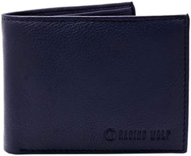 RAGING WOLF Men's Leather Flap Blue Wallet