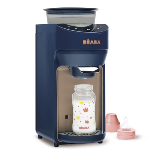 BÉABA, Bottle Warmer; Automatic and Instant Bottle Preparation in 20 Seconds Without Preheating, Mixing Dose Dispenses Milk, Choice of Temperature Between 22° and 70°, Milkeo Plus, Night Blue