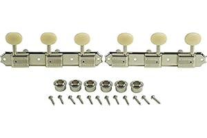 Kluson 3 On A Plate Supreme Series Tuning Machines Nickel With White Plastic Button