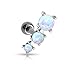 Pierced Owl - 16GA Stainless Steel Triple Synthetic Opal Ball Curved Top Barbell (White)
