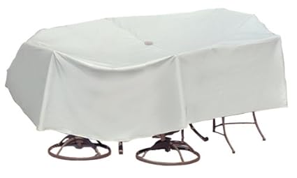 Protective Covers Weatherproof Patio Table and Chair Set Cover, 80 Inch x 96 Inch, Oval/Rectangle Table, Gray