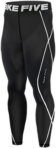 New 011 Skin Tights Compression Leggings Base Layer Black Running Pants Mens (M)