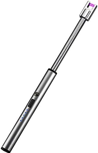 Yeleo Trosetry Light Arc Lighter, Flameless Electronic Lighter with Battery Indicator, USB Windproof, Portable Grill Candle, Kitchen Flameless Lighters, Electronic Cigarette Lighter Silber2