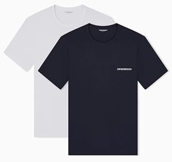 T-Shirt Girocollo da Uomo in Puro Cotone, Confezione da 2, Blu, M