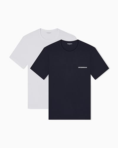 Herren T-Shirt aus Reiner Baumwolle, 2er-Pack, Rundhalsausschnitt, Blau, L