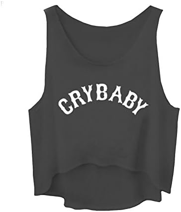 Summer Cropped Tops Crybaby Letter Print Harajuku T Shirt Sleeveless,S