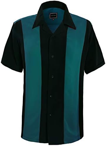 Guytalk Mens Button Down Bowling Shirt, Cuban Style Retro Two Ton Camp Shirt(20 Colors, S-5XL)