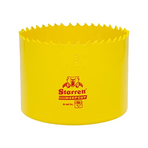 Starrett Deep Cut Hole Saw - DCH0300 Heavy Duty Bi-Metal with Extra Cobalt HSS Teeth - For Metals Wood Cast Iron Fibreglass Plastic Materials - 76mm