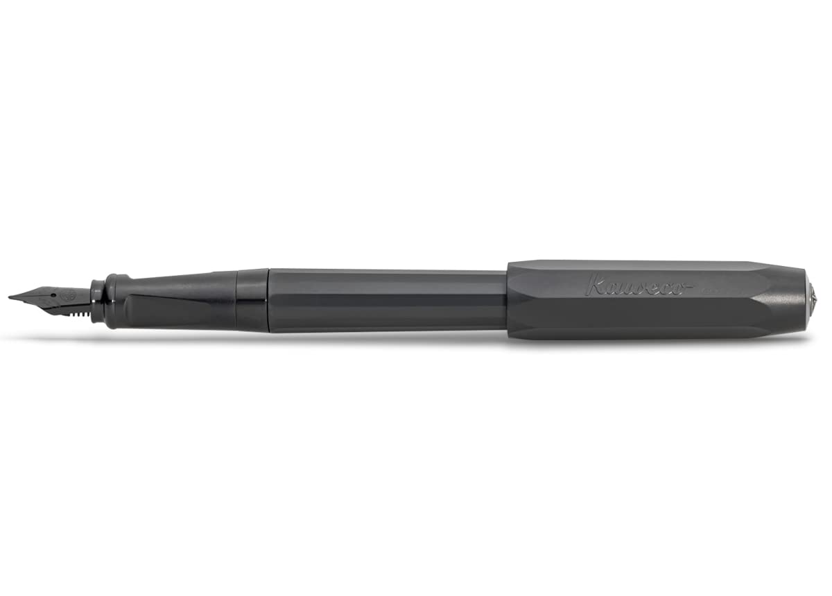 Kaweco PERKEO All Black Fountain Pen - Fine Nib, Ink Cartridges, 13 cm