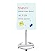 Glass Whiteboard - Magnetic Glass Dry Erase Board 40x28 Inches Mobile Glass Board, Height Adjustable Easel Board Flipchart Easel Glass Board with Marker Tray
