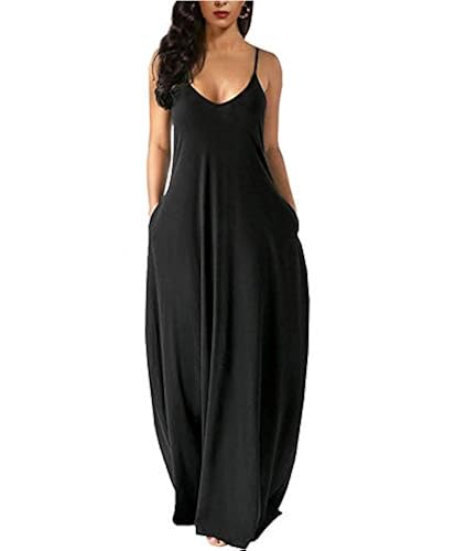 Wolddress Womens Casual Sleeveless Plus Size Loose Long Maxi Dress