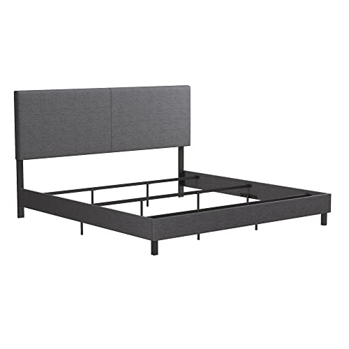 DHP Janford Upholstered Platform Bed with Modern Vertical Stitching on