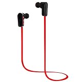 In-Ear Bluetooth Headphones, Jarv NMotion Advance Lightweight Wireless Earbuds w/ On-Board Controls and HD Premium Sound - Red