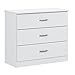 South Shore 3050033 Libra Collection 3-Drawer Dresser, Pure White with Metal Handles in Pewter Finish