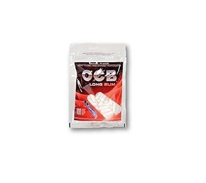 OCB Long Slim Tips Rolling Filters Cigarette Papers (White)