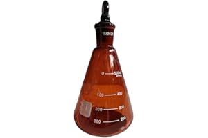 DONLAB CSE-0500 Glass 500ml Amber Brown Erlenmeyer Flask with Stopper Conical Flask