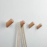2Pcs Natural Wooden Coat Hooks, Wall Mounted Single Wall Hook Rack, Decorative Craft Clothes Hooks (Beech Wood, 8CM)