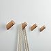 2Pcs Natural Wooden Coat Hooks, Wall Mounted Single Wall Hook Rack, Decorative Craft Clothes Hooks (Beech Wood, 8CM)