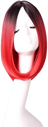 XINRY Fashion Heat Resistant Hair Wigs Natural Synthetic Colorful Cosplay Daily Party Wig for Women(Red)