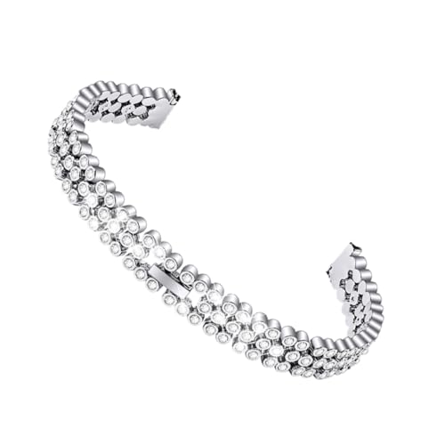 PartyKindom Diamond Watch Strap Galaxy Link Replacement Steel Band Rhinestone Silver
