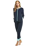 Ekouaer Women’s Jumpsuit One Piece Non Footed Pajama Playsuit (Navy Blue, M)