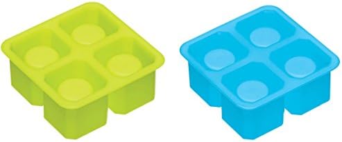 Color Factory Silicone Ice Shot Glass Shooter Molds (2Pcs), Green, Blue