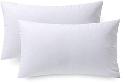 Kbeijinzh Premium Hypoallergenic Stuffer 12 x20 Pillow Insert Rectangle Form Polyester Set of 2, Standard/White