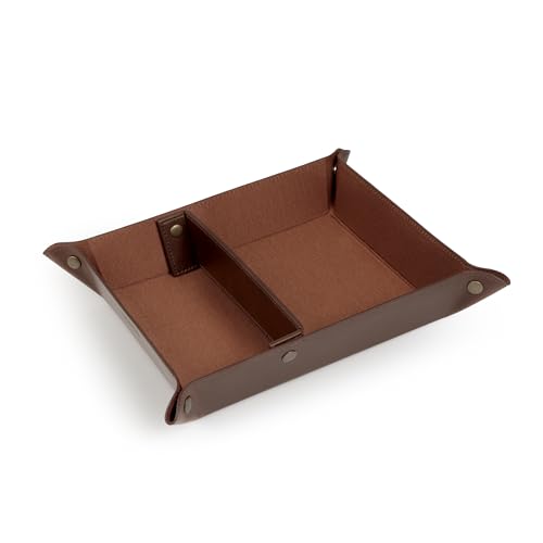Londo - Leather Tray Organizer - Practical Storage Box for Wallets, Watches, Keys, Coins, Cell Phones and Office Equipment