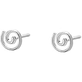 Minimalist Spiral 925 Sterling Silver Stud Earrings for Women Men Sensitive Ear Jewelry Gifts