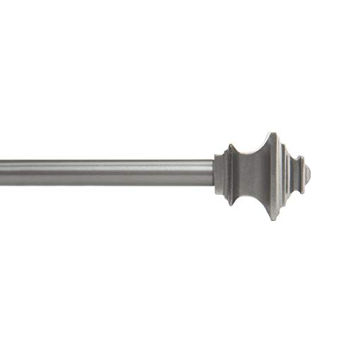 Sheffield Home, AMG, and Enchante Accessories, Modern Square Curtain Rod, 28 to 48-Inch, Pewter