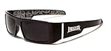 Locs Mens Fashion Hardcore Gangster Shades Sunglasses w/ Bandana Print Inside - Free Microfiber Pouch Included - Several Colors Available! (Black w/ Black Bandana Print)